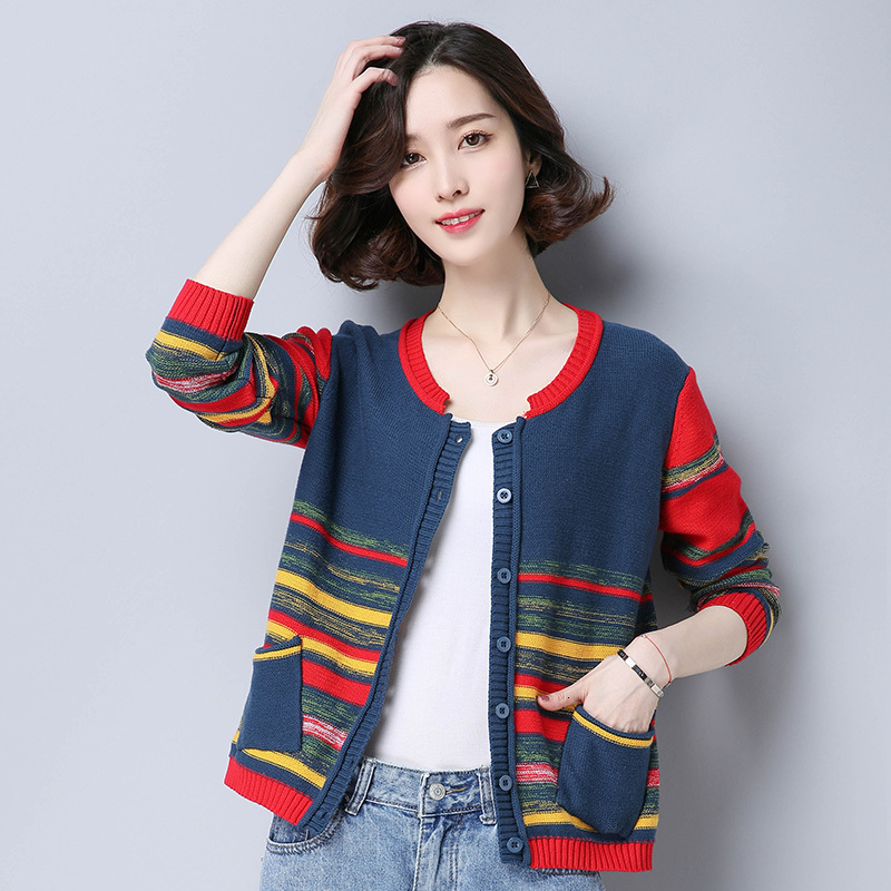 2021 New women's fashions in Mrs. striped mesh. cardigan jacket autumn/winter female sweater around the commute casual neck, Red
2021 New women's fashions in Mrs. striped mesh. cardigan jacket autumn/winter female sweater around the commute casual neck, Red
