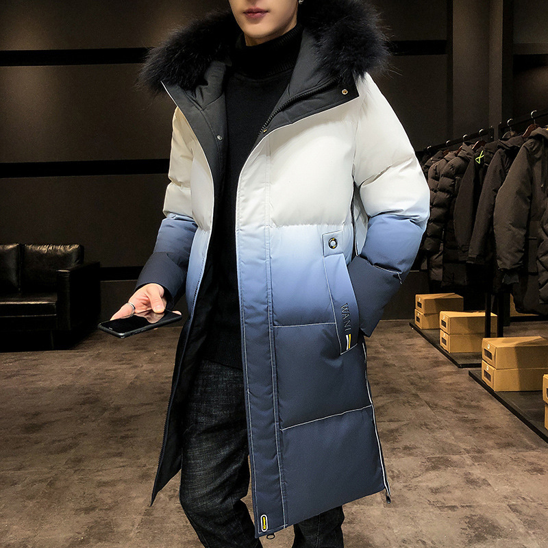 Winter Arrival Gradient Color Long Section Thick Down Cotton Padded Slim Cotton Plus Size Cotton Coat 201128