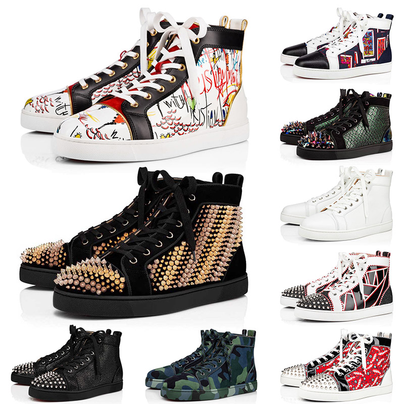Custom Premium Red Bottoms Casual Shoes For Mens Womens Luxury High Sneakers Black White Studded Spikes Platform Off Designer Fashion Party
Custom Premium Red Bottoms Casual Shoes For Mens Womens Luxury High Sneakers Black White Studded Spikes Platform Off Designer Fashion Party