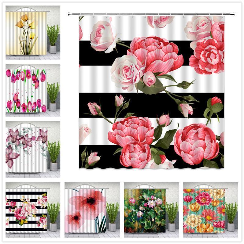Watercolor Flower Black and White Stripes Shower Curtains Marble Geometric Pattern Bathroom Decor Home Bathtub Cloth Curtain Set1
Watercolor Flower Black and White Stripes Shower Curtains Marble Geometric Pattern Bathroom Decor Home Bathtub Cloth Curtain Set1