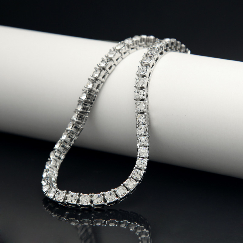 Iced Out 1 Row 5mm Rhinestones Bracelet Men Hip Hop Style Clear Simulated Diamond 789inches Tennis Bracelets Bling Bling