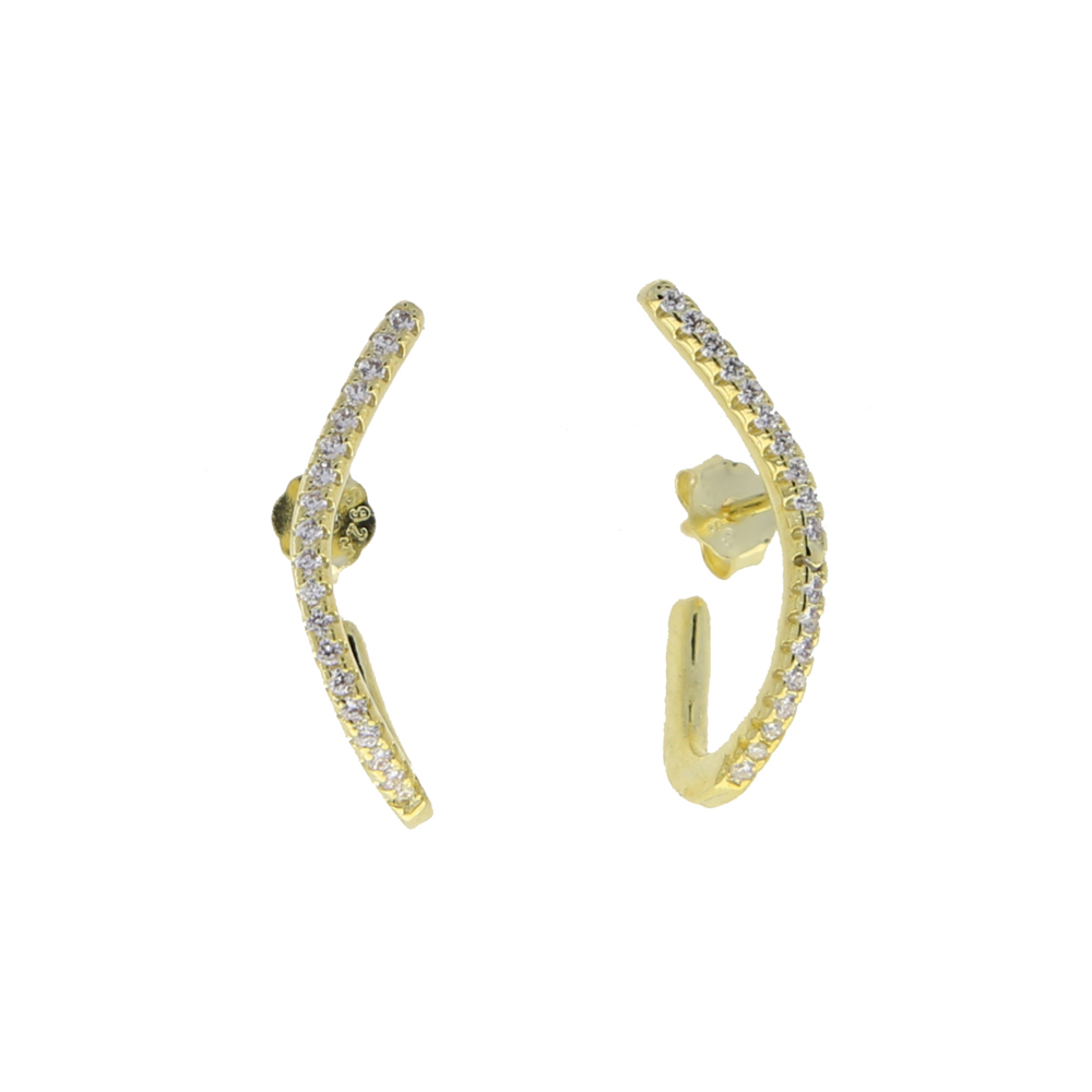 2021 Unique Design 5A CZ Bar Stud 925 Sterling Silver Anti Allergy Lovely Curved Bar Simple Geometric CZ Earring For Women Girls