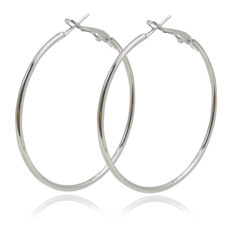 18K Gold Silver Plated Stainless Steel Smooth Big Hoop Earrings Clip Earring for Women Round Circle Earrings Wedding Anniversary Jewelry Loop Earrings