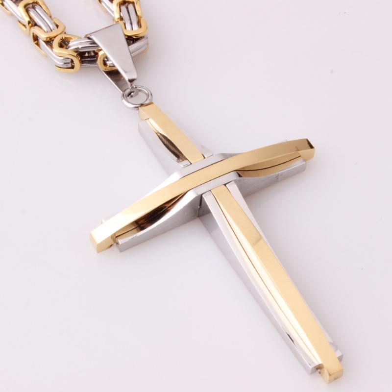 High Polished silver Color gold Color stainless steel Large Huge Cross Pendant Men's Necklace 4mm Byzantine Link Chain
High Polished silver Color gold Color stainless steel Large Huge Cross Pendant Men's Necklace 4mm Byzantine Link Chain