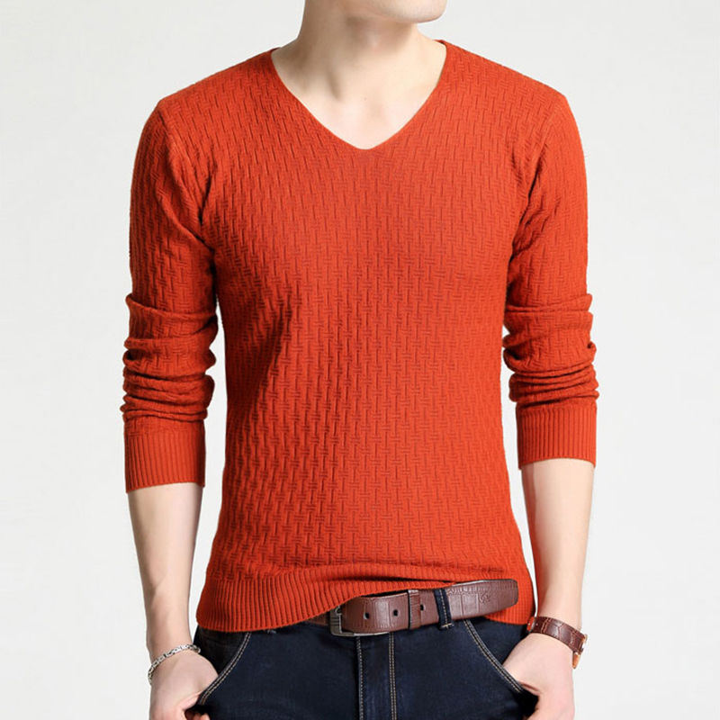 AKSR Men's Large Size V Neck Sweater Solid Color Wool Cashmere Warm Pullover Jumper Men Knitted Sweater Slim Fit Pull Homme 201026