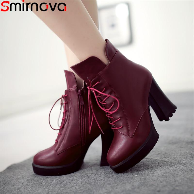Smirnova 2020 new ankle boots for women round toe lace up zip platform female shoes thick high heels shoes women winter boots, Black
Smirnova 2020 new ankle boots for women round toe lace up zip platform female shoes thick high heels shoes women winter boots, Black