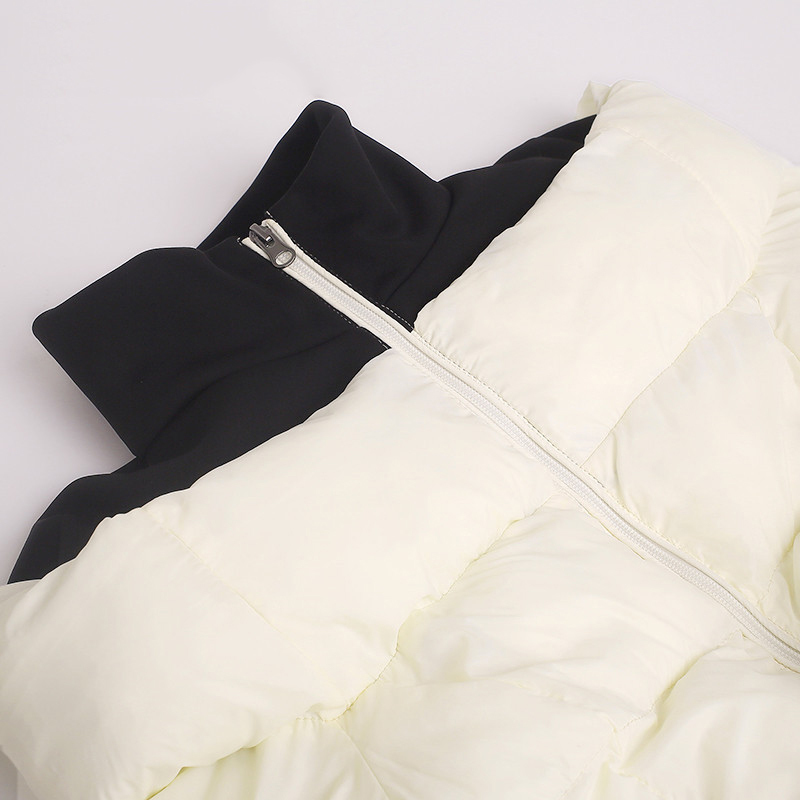 [EAM] Spring Woman Solid Color Long Sleeve Spliced Black Stand Collar Skirt Type Warm Loose Down Jackets LD0460 201017