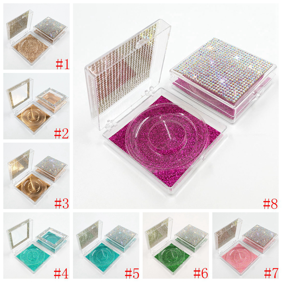 3D Mink Eyelash Diamond Package Boxes False Eyelashes Square Packaging Empty Eyelash Box Case Lashes Box Packaging 32styles