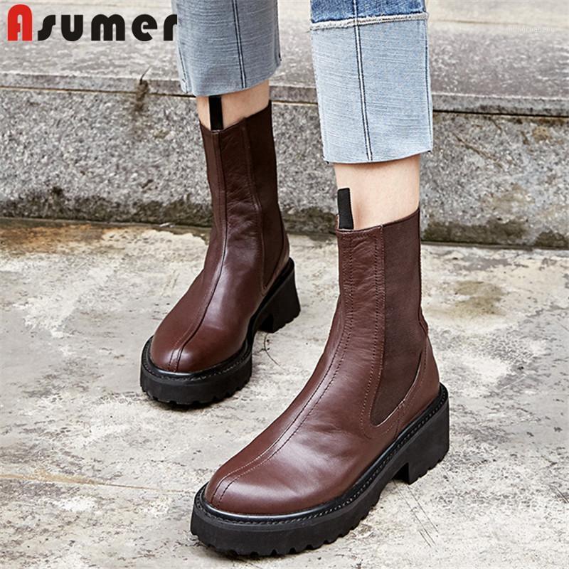Asumer 2020 newest square heel platform boots women genuine leather shoes round toe fashion cool autumn ankle boots woman1, Brown
Asumer 2020 newest square heel platform boots women genuine leather shoes round toe fashion cool autumn ankle boots woman1, Brown