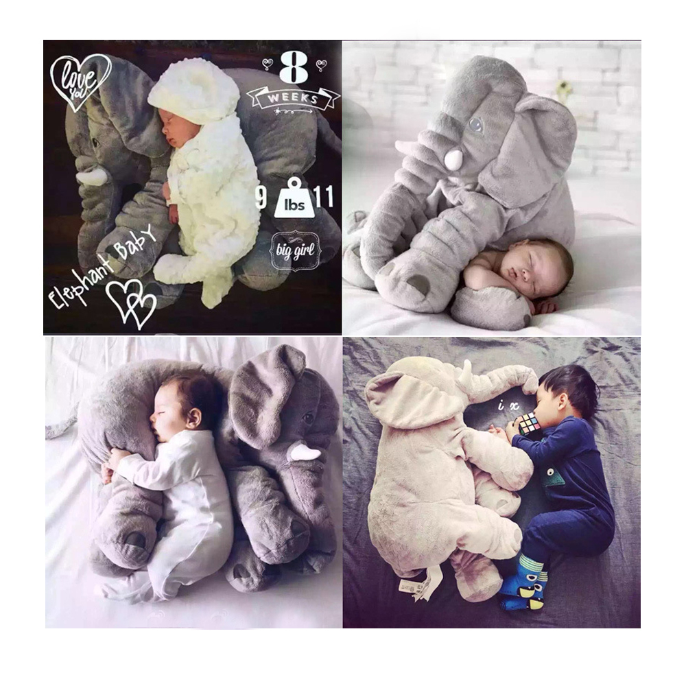 Baby Elephant Appease Pillow Kid Sleeping Back Cushion Cartoon Plush Stuffed Pillow Christmas Gift for Baby Girls Boy Gift LJ201014
