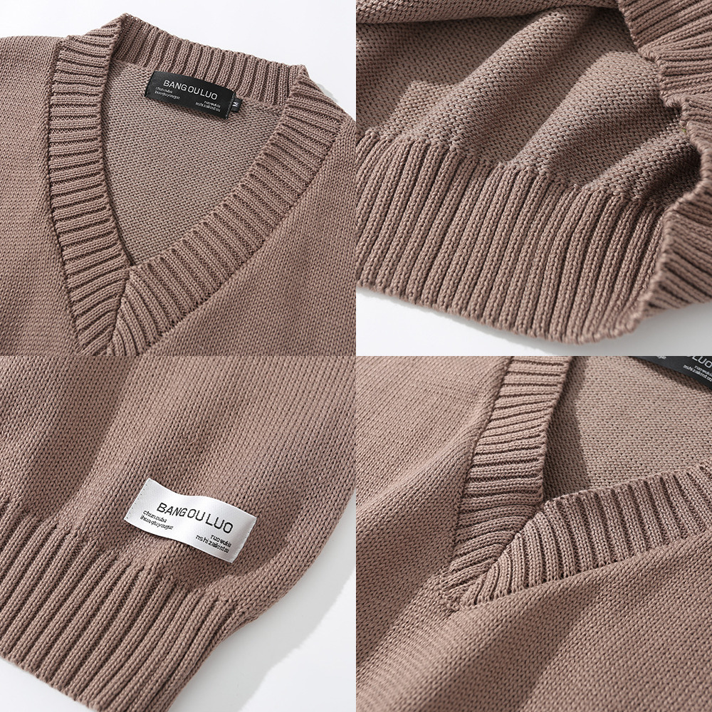 Japan Style Sleeveless Sweater Men Knit Vest Autumn Solid Color High Quality Korean Clothes Brown Black Pullover Man Loose 201125