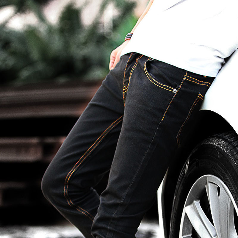 Wholesale Fashion Summer thin Double zipper skinny teenagers boys black show thin hip hop streetwear Pencil jeans men 28-34 201223
