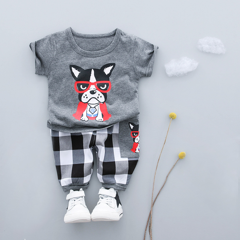 HYLKIDHUOSE Summer Baby Girls Boys Clothing Sets Cartoon Dog T Shirt Shorts Infant Cotton Clothes Sets Children Kids SuitsX1019