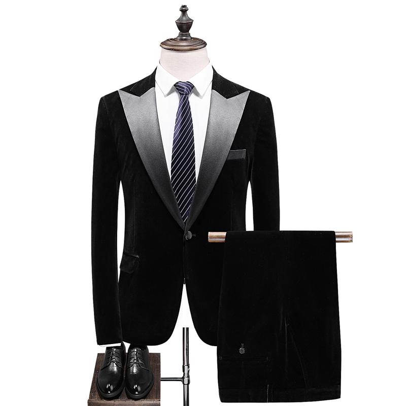 2020 winter men suits blazer with pants plus size 5xl big collar flannel wedding suits for men, Black
2020 winter men suits blazer with pants plus size 5xl big collar flannel wedding suits for men, Black