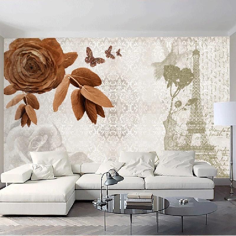 3D Wallpaper Custom 3d Mural Wallpaper Vintage Pattern, Tower, Flowers Mural Painting For Living Room Wallpapers