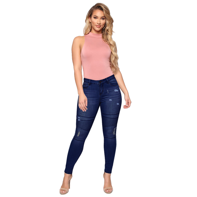 Spring Fashion New Design Women Skinny Washed Hole Ripped Jeans Ladies Streetwear Pencil Pants Girls Middle Waistline Trousers, Blue
Spring Fashion New Design Women Skinny Washed Hole Ripped Jeans Ladies Streetwear Pencil Pants Girls Middle Waistline Trousers, Blue