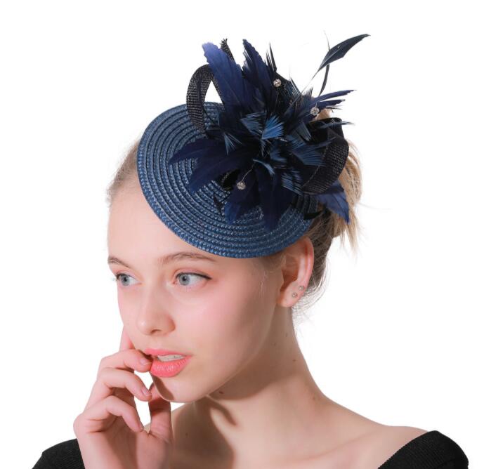 Banquet Hat Net Yarn Top Wedding Headdress Feather Hairpin Hair Accessories Hats for Party Wedding Fascinator Hat Many Colors on Sale