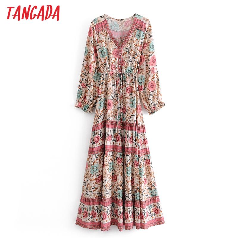 Tangada Fashion Women Boho Style Flower Print Viscose Dress 2021 New Arrival Long Sleeve Ladies Long Dress Vestidos 3W38, Blue
Tangada Fashion Women Boho Style Flower Print Viscose Dress 2021 New Arrival Long Sleeve Ladies Long Dress Vestidos 3W38, Blue