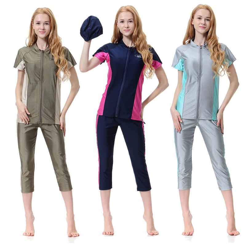 Beach High Quality Sunscreen Islamic Women Swimsuit Muslim Swimming Patchwork Full Cover Short Sleeve Muslim Swimwear with hat
Beach High Quality Sunscreen Islamic Women Swimsuit Muslim Swimming Patchwork Full Cover Short Sleeve Muslim Swimwear with hat