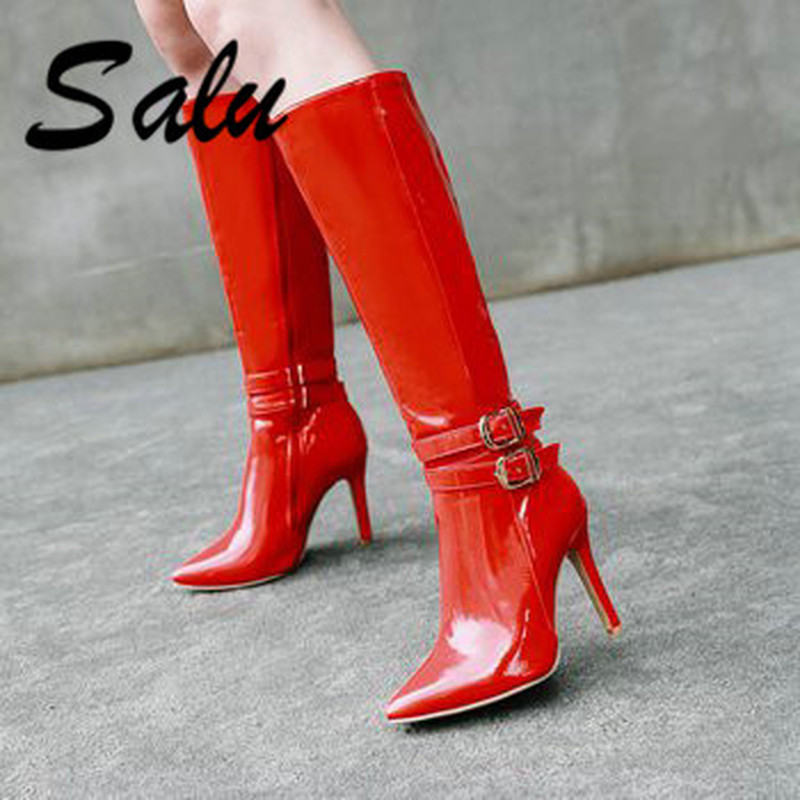 Salu Women Motorcycle Boots Knee High Boots Women Winter Shoes Thin High Heel Sexy Pointed Toe Big Size 46 47 48, Black
Salu Women Motorcycle Boots Knee High Boots Women Winter Shoes Thin High Heel Sexy Pointed Toe Big Size 46 47 48, Black
