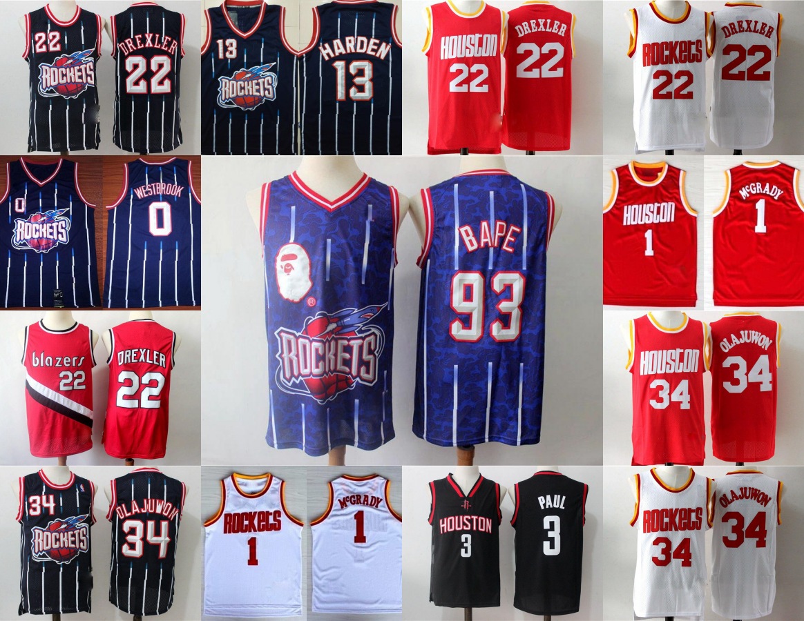Men Houston Rockets James Harden Tracy McGrady Chris Paul Hakeem Olajuwon Russell Westbrook Clyde Drexler Jersey, Black
Men Houston Rockets James Harden Tracy McGrady Chris Paul Hakeem Olajuwon Russell Westbrook Clyde Drexler Jersey, Black