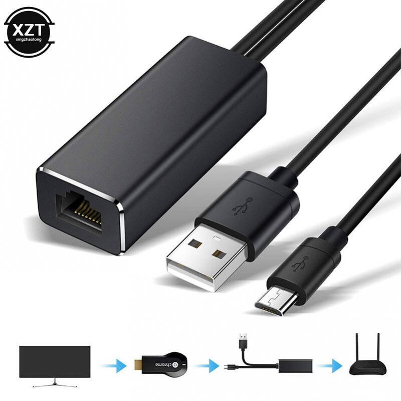 10pcs/lots Micro USB to RJ45 Network Card Adapter 10/100 Mbps Ethernet Adapter USB 2.0 LAN RJ45 Card Switch for Fire TV Google Chromecast