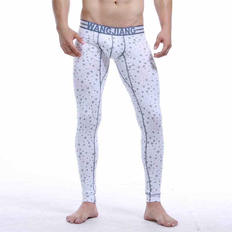 WJ Men's Warm Pants Cotton Breathable Slimming Plaid Thin Leggings Autumn and Winter Monolayer Male Long Johns 201023