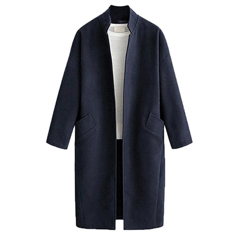 Fashion Women Casual Loose long wool coat Long Sleeve Standing collar Open Stitch Coat Casual Streetwear casaco feminino 2020, Blue
Fashion Women Casual Loose long wool coat Long Sleeve Standing collar Open Stitch Coat Casual Streetwear casaco feminino 2020, Blue