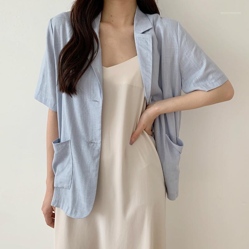 Women's Suit Fashion Short Sleeve Casual Summer Korean Thin Loose Blue Suit Blazer Women Oversize Ladies Blazer Female Tops Hot1
Women's Suit Fashion Short Sleeve Casual Summer Korean Thin Loose Blue Suit Blazer Women Oversize Ladies Blazer Female Tops Hot1