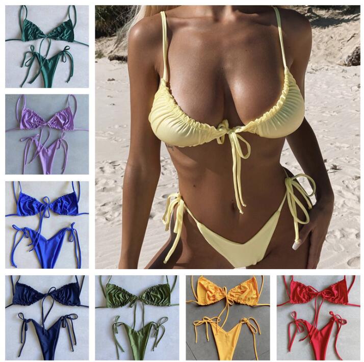 micro bikinis 2021 mujer Sexy string swimsuit female pleated bikini set Yellow swimwear women Mini bathing suit, White;black
micro bikinis 2021 mujer Sexy string swimsuit female pleated bikini set Yellow swimwear women Mini bathing suit, White;black