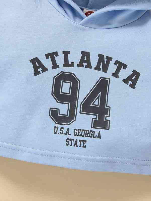 Baby Letter Graphic Hoodie & Ruffle Trim 2 In 1 Pants SHE