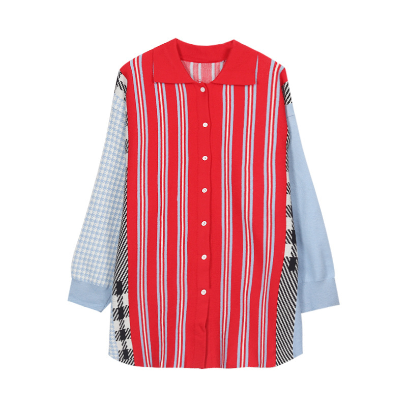 Gaganight Patchwork Knitted Women Sweater Single Breasted Vintage Cardigan Outwear Chic Spring Autumn Jumper Loose Pull Femme 201222