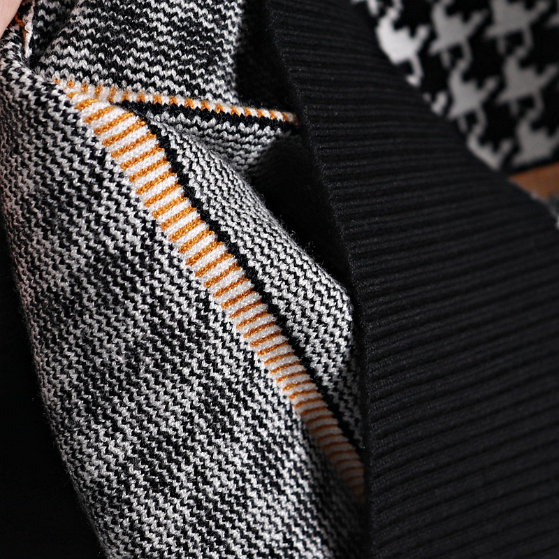 GIGOGOU Houndstooth Knit 2 Piece Set Tracksuits Fall Winter Oversized Women Sweater Carrot Harem Pants Color Block Sportsuit 201119