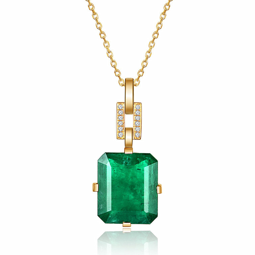 Vintage fashion green crystal emerald gemstones diamonds pendant necklaces for women gold color choker jewelry bijoux bague LJ201016