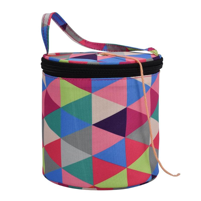 Knitting Yarn Storage Bag Case Yarn Drum Women's Crochet Hook Thread Pouch Round Periwinkle Knitting Crochet Tote Bag