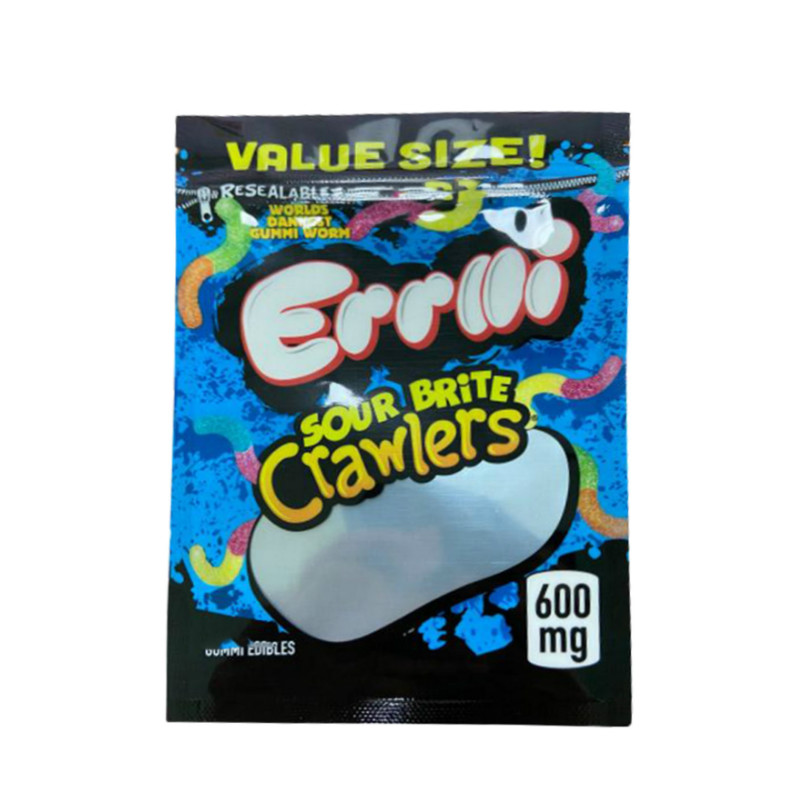 

candy bag Gummi worm Errlli 600mg gummy brite Sour terp crawlers Very berry Edibles Packaging mylar bags