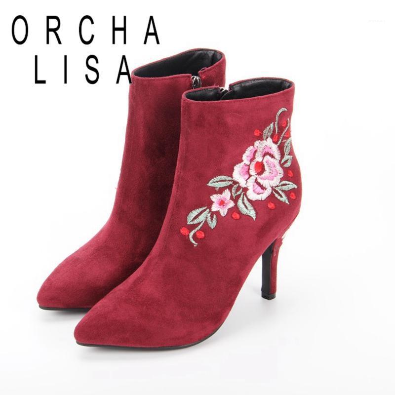 ORCHALISA Women Ankle Boots Elegant Pointed Toe Thin Heels 9cm Embroidered Zip Short Plush Big Size 33-43 Outdoor Wine Red B21411, Black
ORCHALISA Women Ankle Boots Elegant Pointed Toe Thin Heels 9cm Embroidered Zip Short Plush Big Size 33-43 Outdoor Wine Red B21411, Black