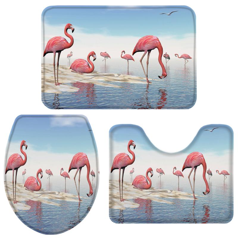 Beach Flamingo Bathroom Set Toilet Cover Mat Pedestal Rug Non-Slip Bathroom Accessories Set Home Doormat
Beach Flamingo Bathroom Set Toilet Cover Mat Pedestal Rug Non-Slip Bathroom Accessories Set Home Doormat