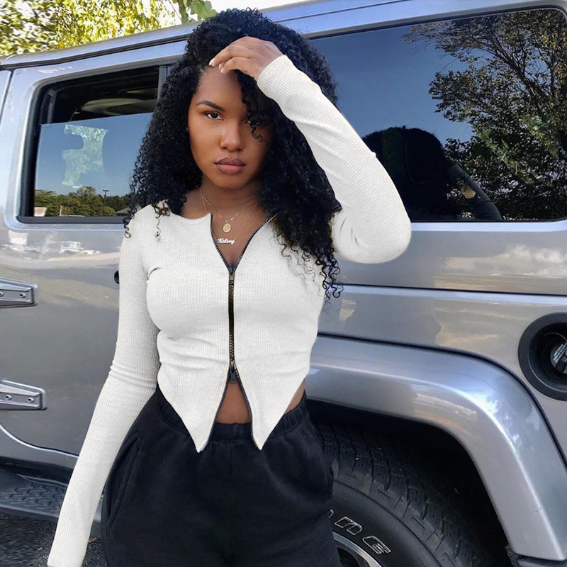 New Sexy T Shirt Women Long Sleeve Zipper Sharp Corners Slim Casual Crop Top Women Winter Skinny Streetwear Top, Gray
New Sexy T Shirt Women Long Sleeve Zipper Sharp Corners Slim Casual Crop Top Women Winter Skinny Streetwear Top, Gray