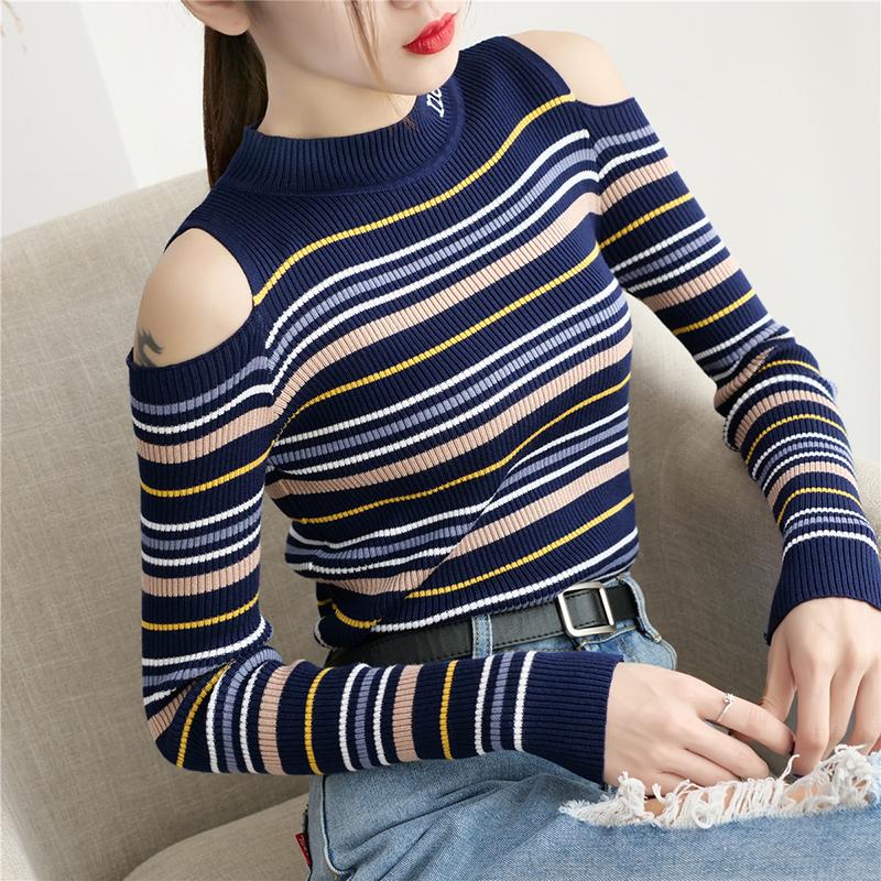Women's Sweaters 2022 Winter Tops Off Shoulder Turtleneck Sweater Women Stripe Pullover Jumper Knitted Pull Femme Embroidery, White;black
Women's Sweaters 2022 Winter Tops Off Shoulder Turtleneck Sweater Women Stripe Pullover Jumper Knitted Pull Femme Embroidery, White;black