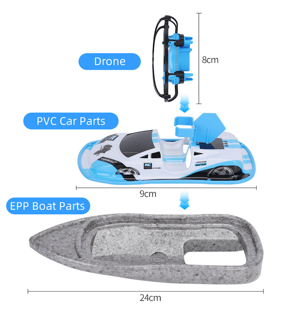 3 In 1Water Ground Air Mode Three Modes Headless Mode Altitude Hold RC Helicopters Newest RC Drone Boat Toys For Kids, Blue
3 In 1Water Ground Air Mode Three Modes Headless Mode Altitude Hold RC Helicopters Newest RC Drone Boat Toys For Kids, Blue