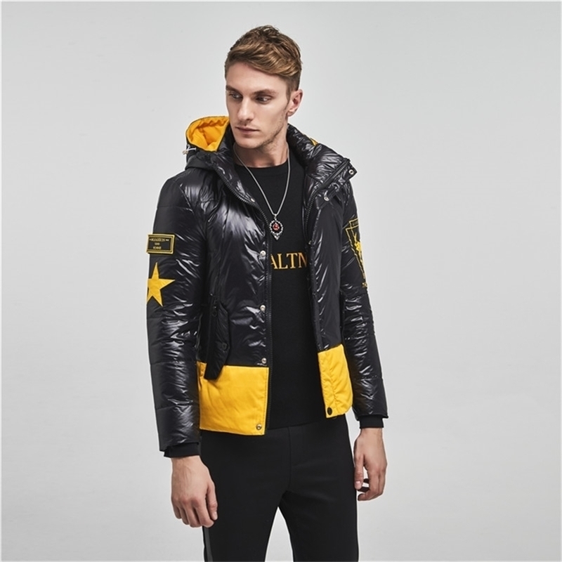 New Men Parkas Cotton Clothing Fashion Casual Slim Thick Warm Mens White Duck Down Coats Hooded Overcoats Male Clothes 201225