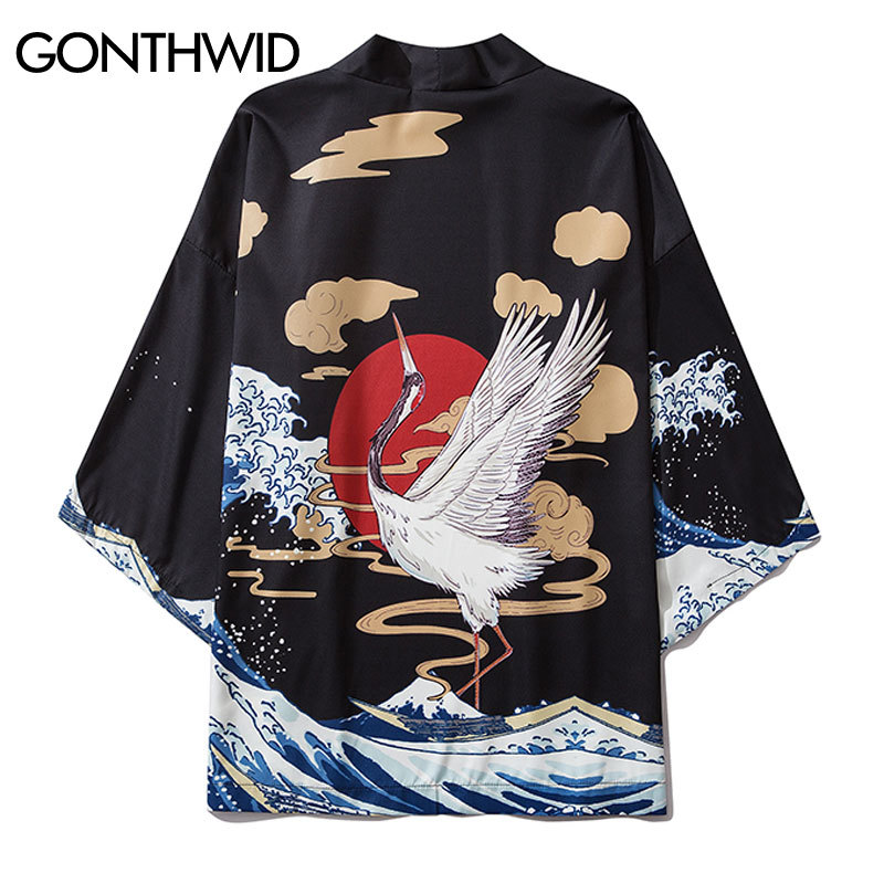 Harajuku Crane Seawave Print Japanese Kimono Cardigan Shirts Mens Summer Hip Hop Casual Open Front Jackets Coats Tops, Kg-1
Harajuku Crane Seawave Print Japanese Kimono Cardigan Shirts Mens Summer Hip Hop Casual Open Front Jackets Coats Tops, Kg-1
