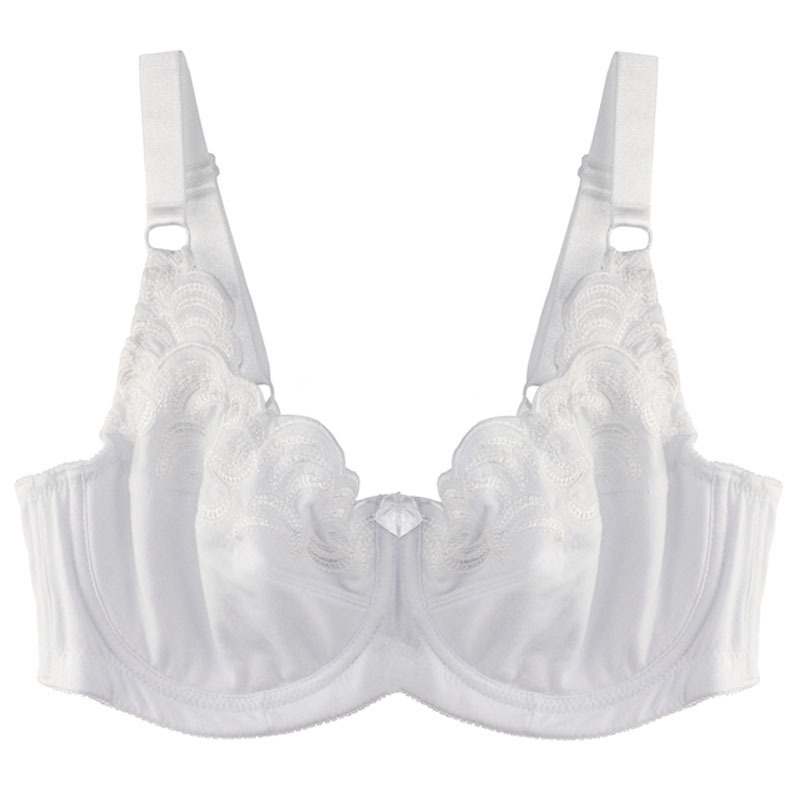 Women Unlined Full Coverage Bras Plus Size Brassiere Embroidery No-padded Bra Underwire Bralette Underwear 36-46C/D/DD/DDD/E/F/G 201202