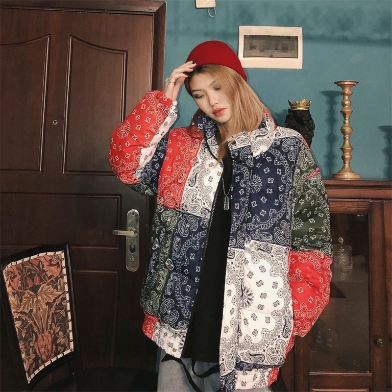 Winter oversize Street cashew flower thickening original night retro coats women's loose warm fashion parkas cotton BF 201217