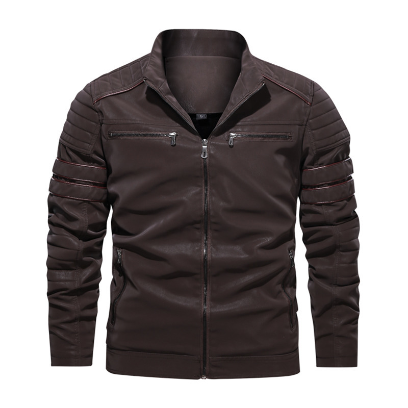 New Men's PU Leather Jacket Plus Velvet Warm Zipper Coat Male Windproof Motorcycle Jacket Coats Man Leather Biker Outwear 201120