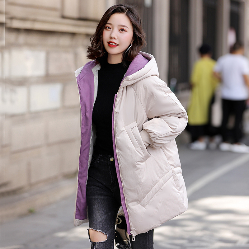 Jacket Winter Women Hooded Parkas Female Jacket Solid Loose Winter Coats Cotton Padded Jackets Wadded Clothing Orwindny 201125