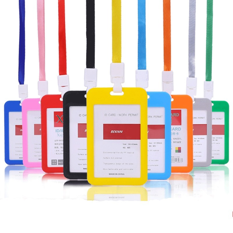 Plastic with Lanyard ID Work Bus Card Holder Bags Casess Cover Identity Business Credit CHolder Bag Case Cse Gard Anti Crese Washab Crease Guard Ant C