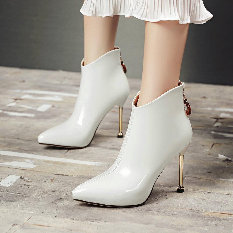 Fashion Super High Heel Women Boots Back Zipper Ankle Boots Pointed Toe Autumn Winter Fur Comfortable Female Shoes 2020, White
Fashion Super High Heel Women Boots Back Zipper Ankle Boots Pointed Toe Autumn Winter Fur Comfortable Female Shoes 2020, White