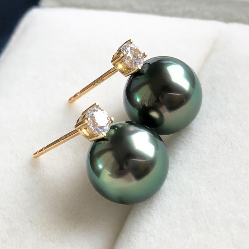Salt Sea pearls black green ROUND 7-8MM and 8-10mm 18k stud PRNCESS STYLE earrings wholesale beads nature FPPJ woman
Salt Sea pearls black green ROUND 7-8MM and 8-10mm 18k stud PRNCESS STYLE earrings wholesale beads nature FPPJ woman